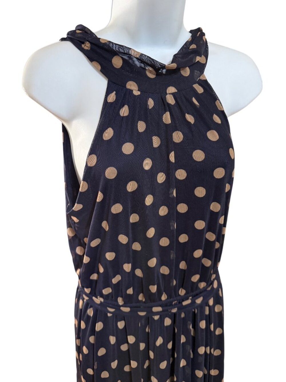 Kate & Lily Navy Polka Dot Halter Maxi Dress Womens Size 10 - Picture 2 of 5
